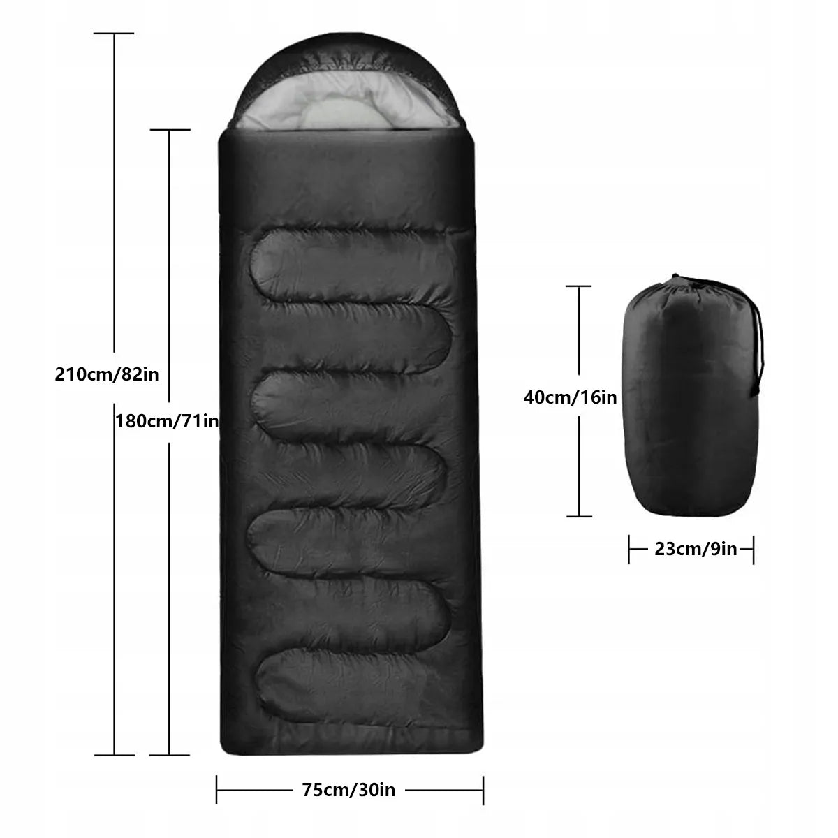 Turistinis miegmaišis / šiltas / lengvas / antklodė su gobtuvu 210 cm