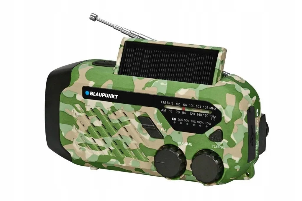 Turistinis saulės energija įkraunamas „Blaupunkt ER10GC“ radijas su dinamo rankenėle
