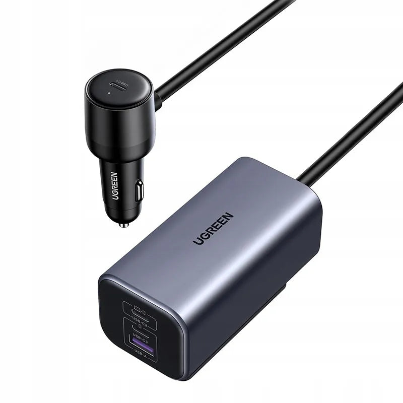 UGREEN EC706 automobilinis įkroviklis, 150W, USB + 3x USB-C, greitas įkrovimas