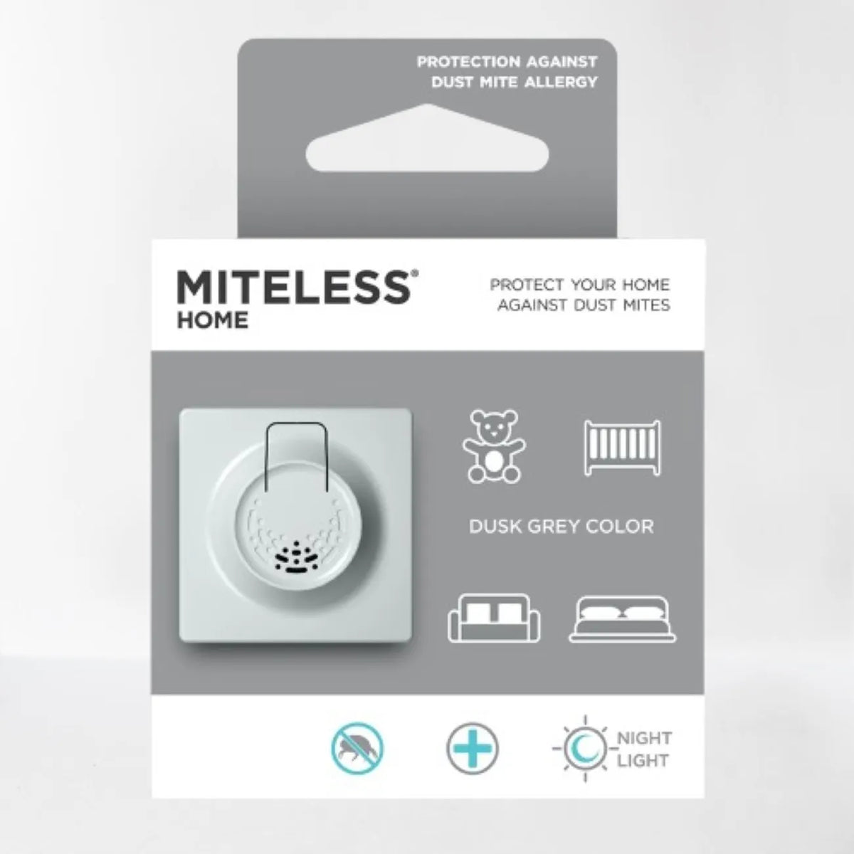 Ultragarsinė apsauga nuo dulkių erkių namuose „MiteLess Home“, pilka