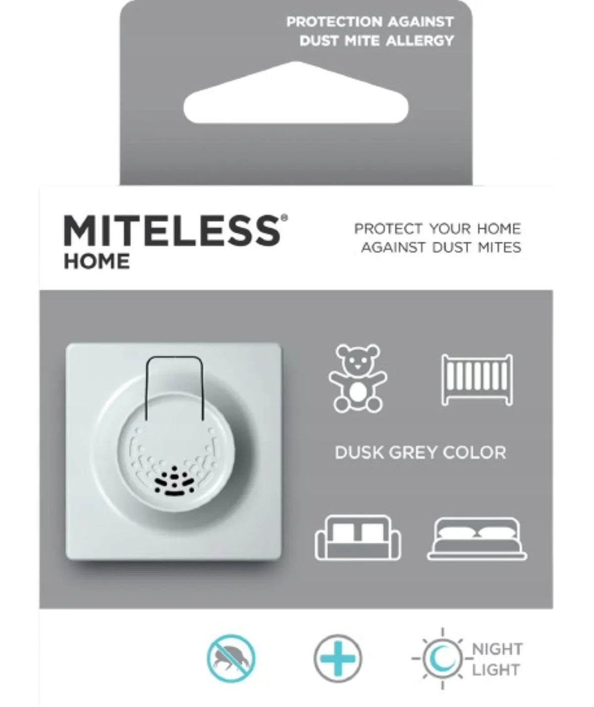 Ultragarsinė apsauga nuo dulkių erkių namuose „MiteLess Home“, pilka