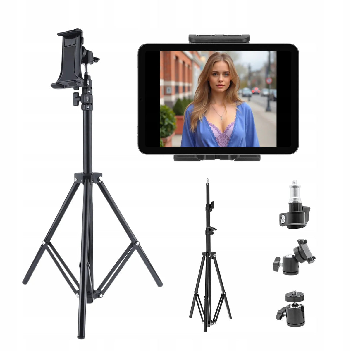 Universalus trikojis stovas telefonams, planšetėms ir fotoaparatams 160 cm, 3.5-10''