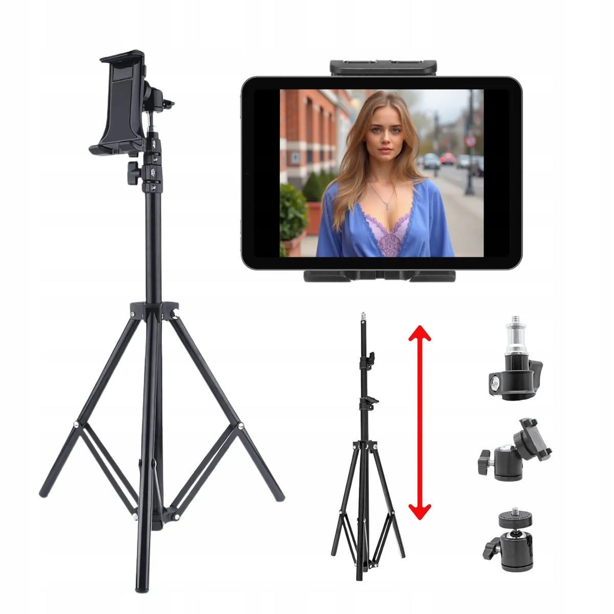 Universalus trikojis stovas telefonams, planšetėms ir fotoaparatams 160 cm, 3.5-10''