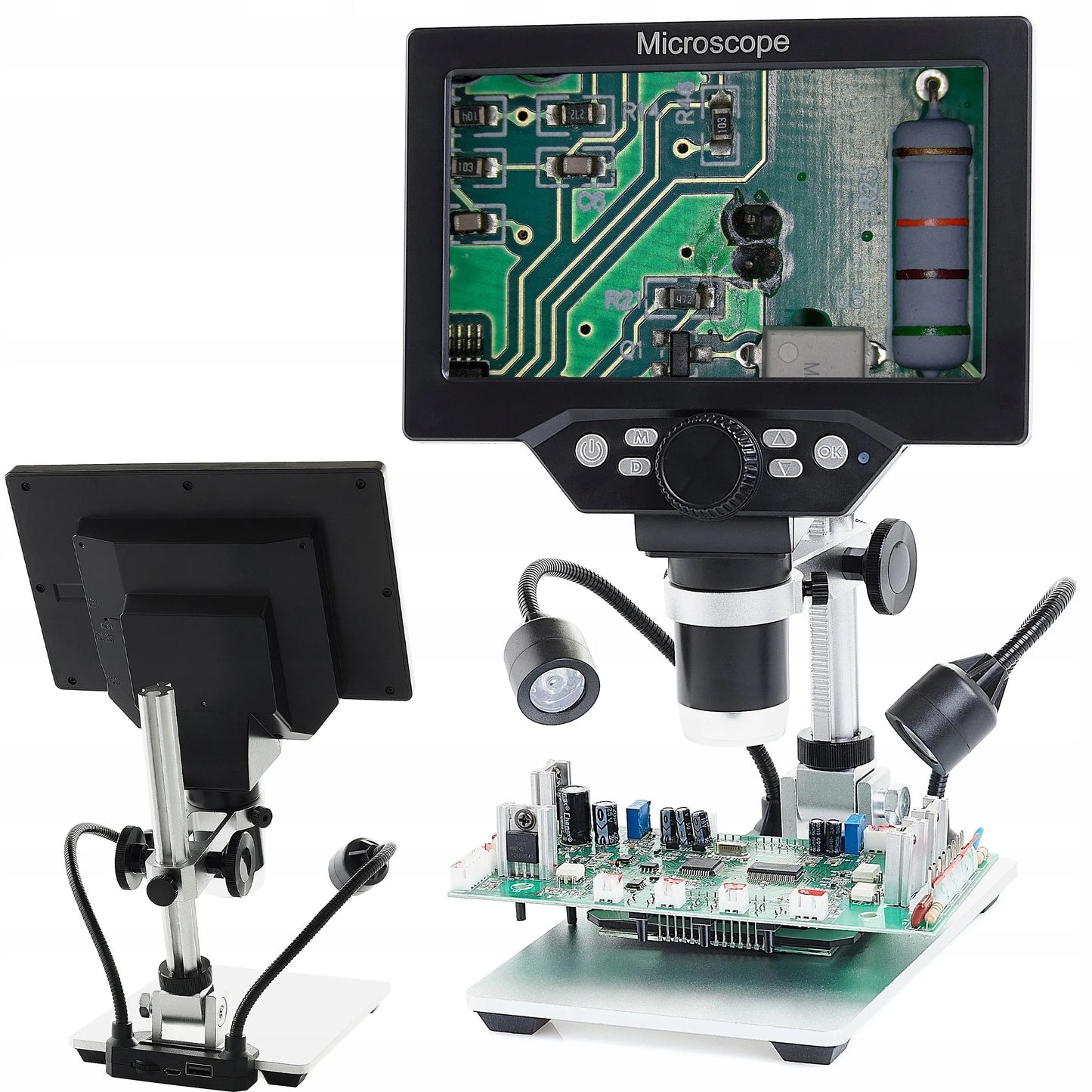 USB skaitmeninis mikroskopas mokymuisi, HD 1080P LCD ekranas, 12MP, 8xLED, 1200x priartinimas