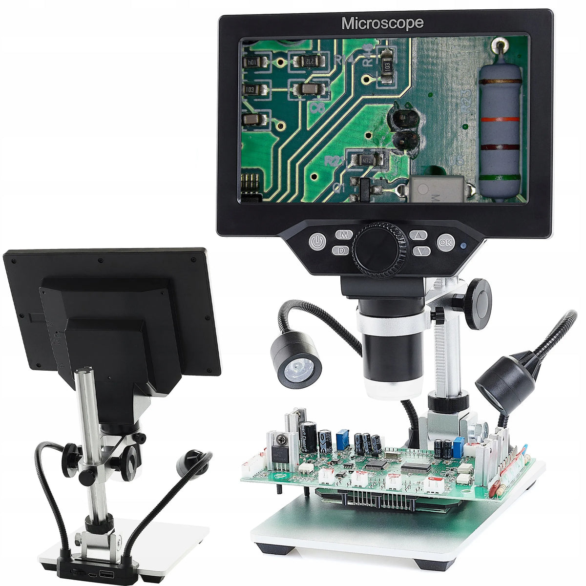 USB skaitmeninis mikroskopas mokymuisi, HD 1080P LCD ekranas, 12MP, 8xLED, 1200x priartinimas