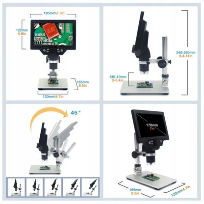 USB skaitmeninis mikroskopas mokymuisi, HD 1080P LCD ekranas, 12MP, 8xLED, 1200x priartinimas