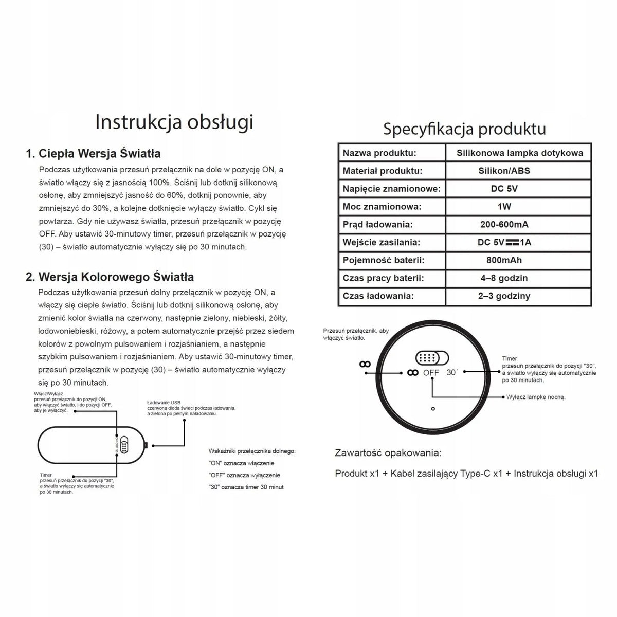 Vaikiška naktinė lemputė Savineo Duch minkšta spalvota RGBW LED USB-C silikoninė