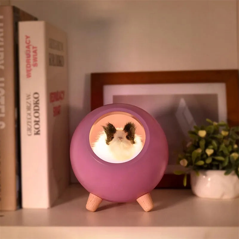 Vaikiška naktinė lemputė su žiurkėnu, violetinė