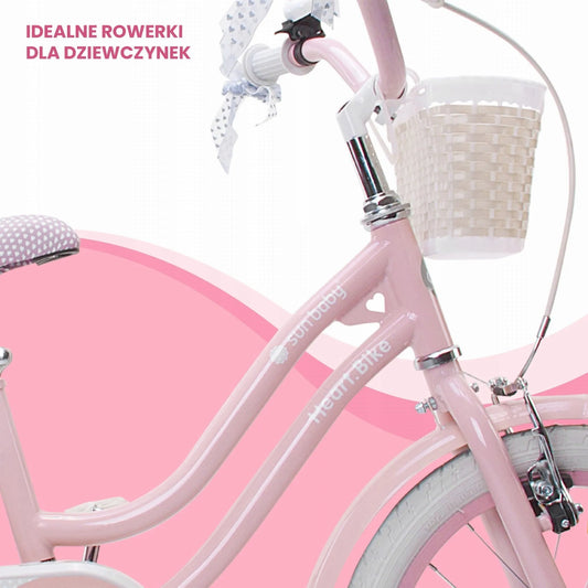 Vaikiškas 14 colių dviratis mergaitėms su stūmikliu, pagalbiniais ratukais, krepšeliu ir skambučiu Sun Baby Silver Moon