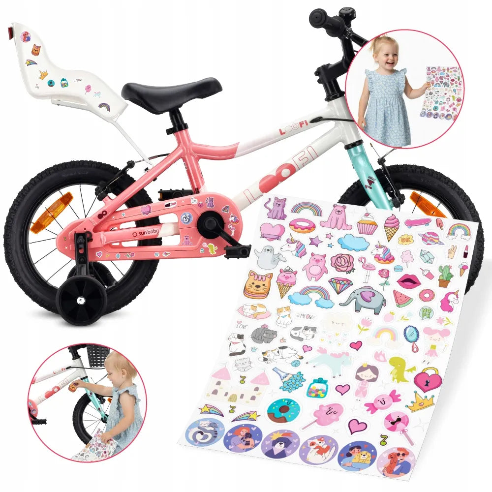 Vaikiškas 14 colių dviratis mergaitėms Sun Baby LOOFI, lengvas aliumininis 6,6 kg