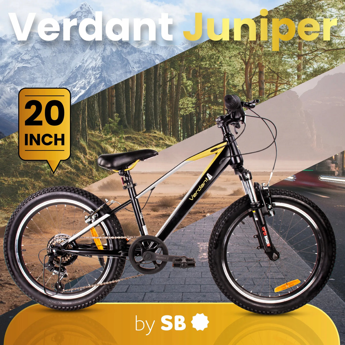 Vaikiškas 20 colių dviratis berniukams su 6 Shimano pavaromis ir amortizatoriumi Verdant