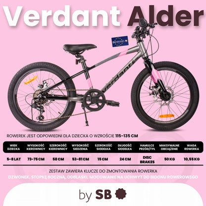 Vaikiškas 20 colių MTB dviratis mergaitėms Sun Baby Verdant, su Shimano 6 pavaromis