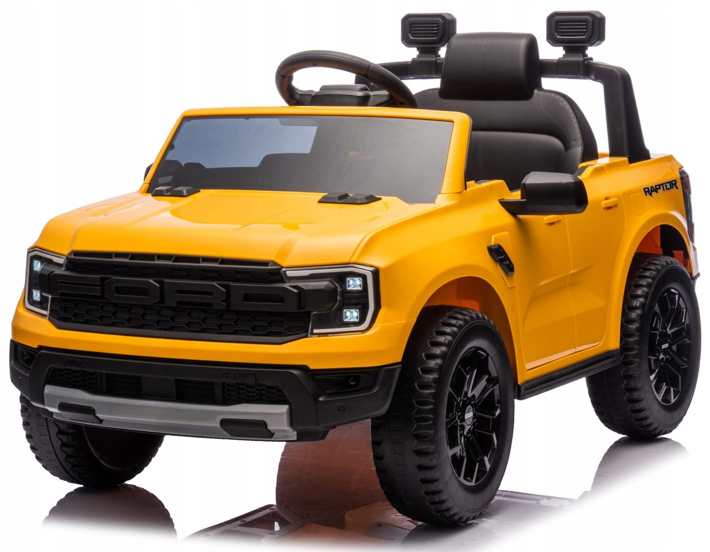 Vaikiškas akumuliatorinis automobilis Ford Raptor SUV elektromobilis su pulteliu ir LED žibintais