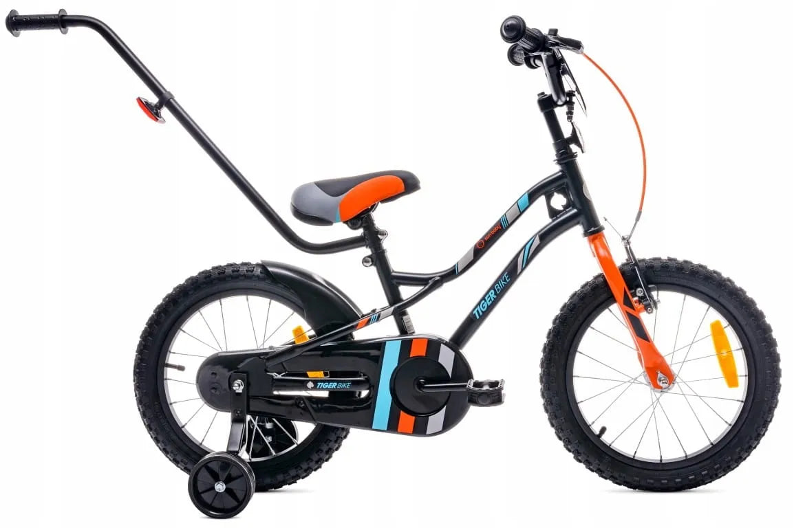Vaikiškas dviratis berniukui 16 colių Tiger Bike su stūmimo rankena