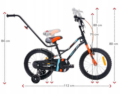 Vaikiškas dviratis berniukui 16 colių Tiger Bike su stūmimo rankena