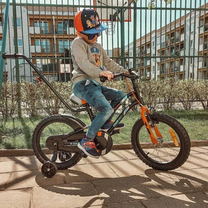 Vaikiškas dviratis berniukui 16 colių Tiger Bike su stūmimo rankena
