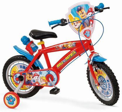 Vaikiškas dviratis berniukui Paw Patrol 14" 4–6 metų raudonas su gertuve