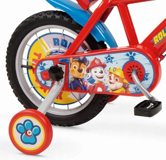 Vaikiškas dviratis berniukui Paw Patrol 14" 4–6 metų raudonas su gertuve