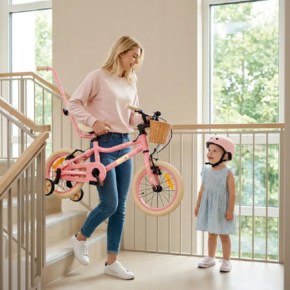 Vaikiškas dviratis mergaitėms 14 colių, 3–5 metų vaikams, lengvas aliuminis, 6,6 kg, Sun Baby LOOFI14