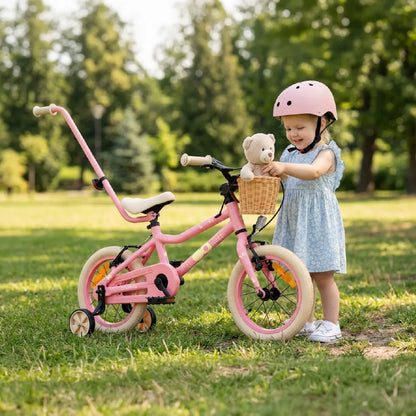 Vaikiškas dviratis mergaitėms 14 colių, 3–5 metų vaikams, lengvas aliuminis, 6,6 kg, Sun Baby LOOFI14