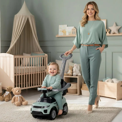 Vaikiškas paspirtukas Sport Car SUN BABY su daiktadėže, pakoju, apsauginiu lankeliu ir garso efektais