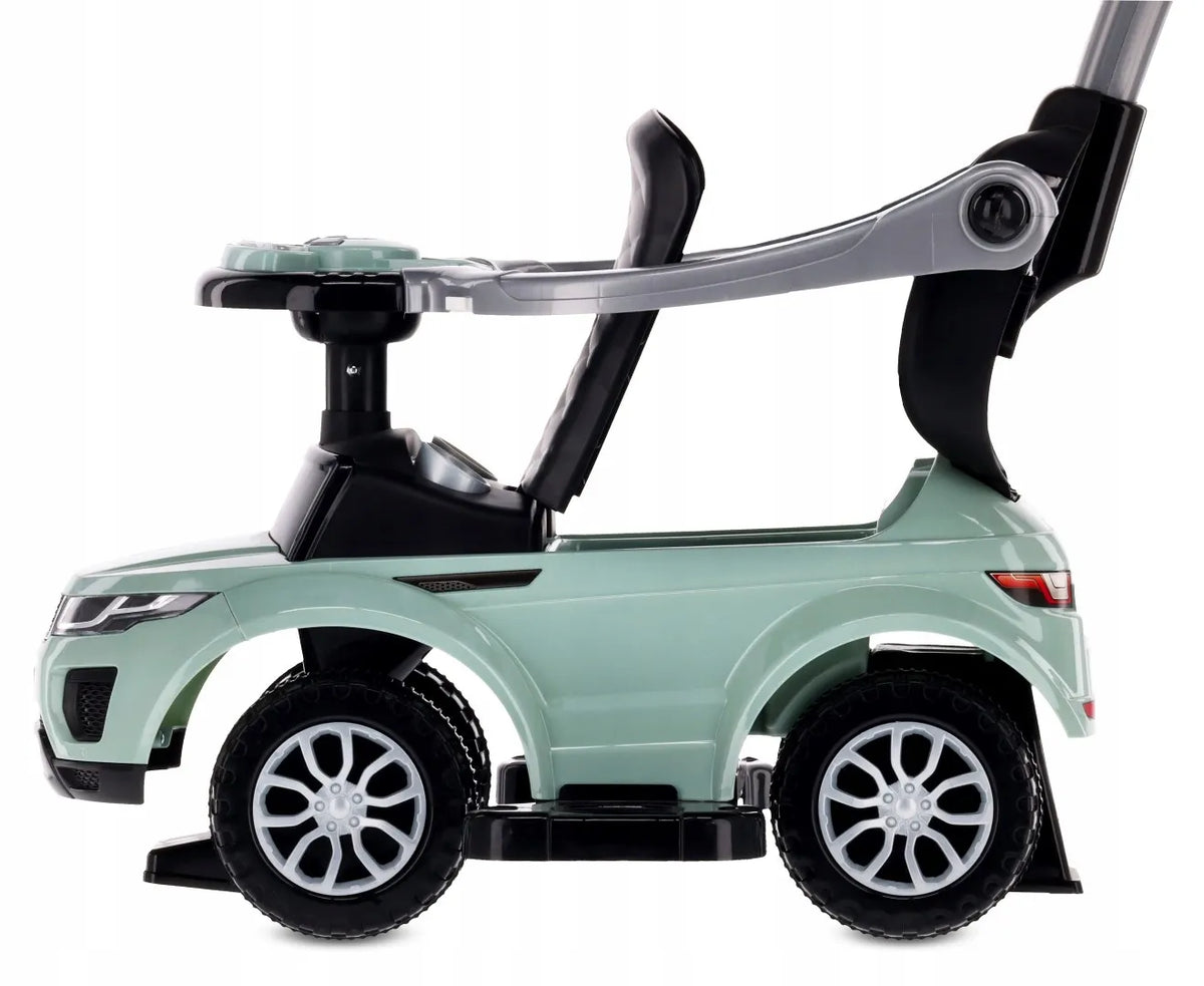Vaikiškas paspirtukas Sport Car SUN BABY su daiktadėže, pakoju, apsauginiu lankeliu ir garso efektais