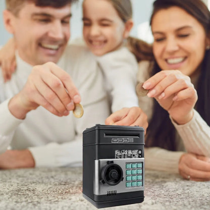 Vaikiškas seifas-taupyklė banknotams ir monetoms su PIN kodu