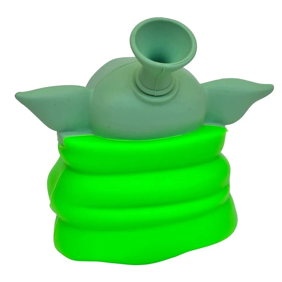 Vandens pypkė „Yoda“, silikonas ir stiklas, 13 cm, žalia