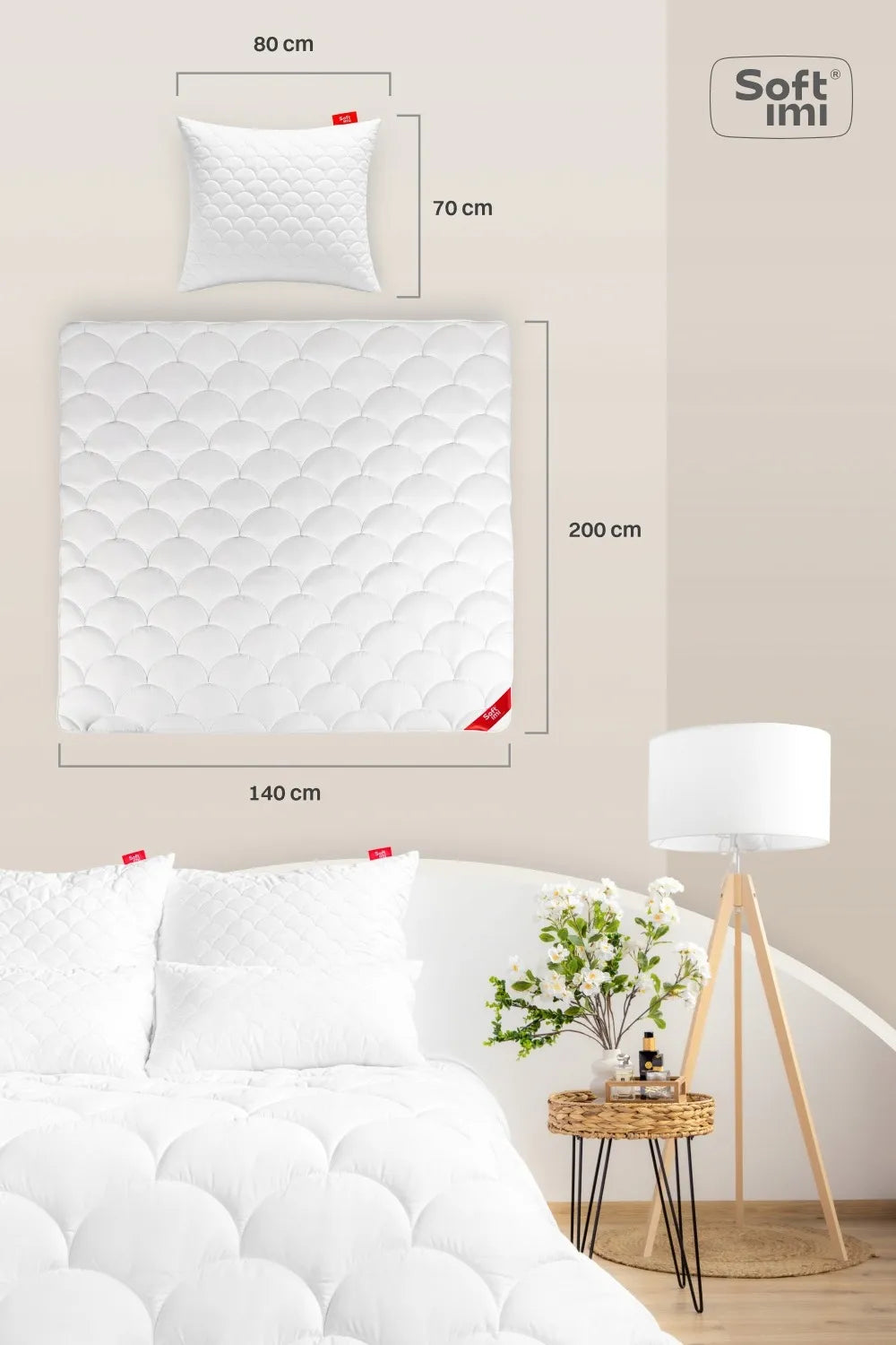 Vasarinė antialerginė antklodė 140x200 + 1 pagalvė 70x80 lengvas lenkiškas komplektas