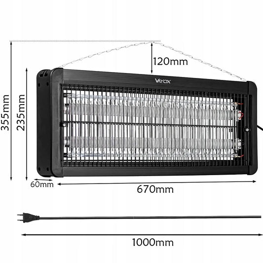 VAYOX IKV-40W 40W 365 nm UVA pakabinama/pastatoma UV vabzdžių lempa su 1 m kabeliu