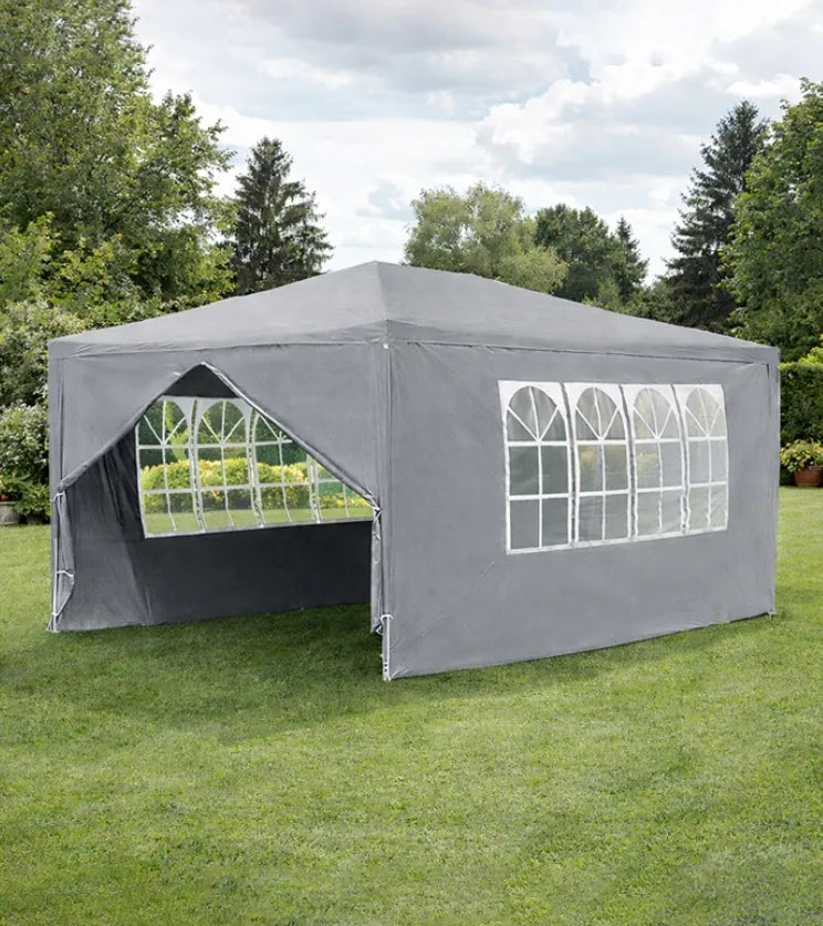 VidaXL juodas sodo paviljonas, 3 × 4 m