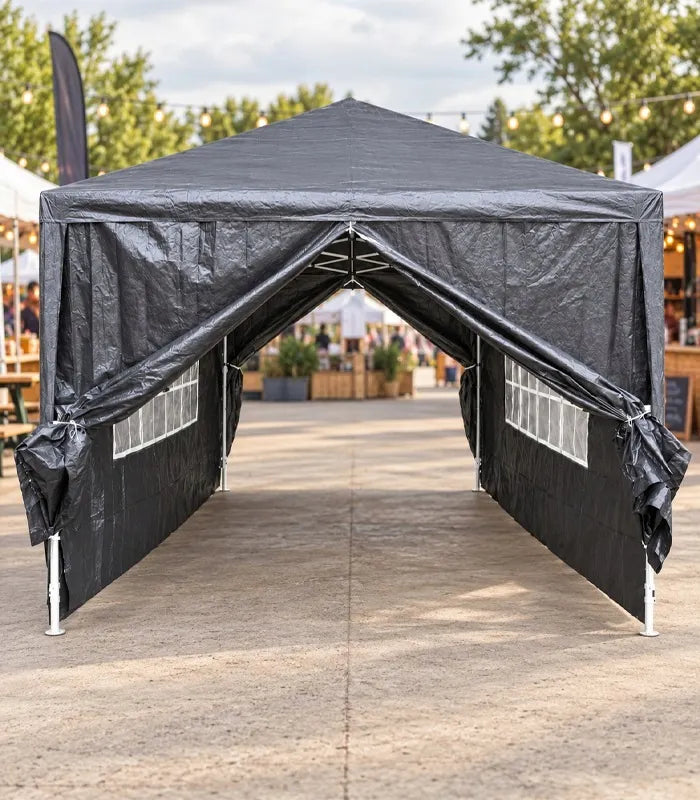 VidaXL juodas sodo paviljonas, 3 × 4 m