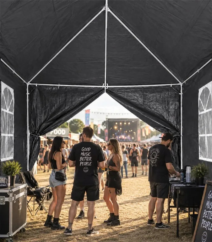 VidaXL juodas sodo paviljonas, 3 × 4 m