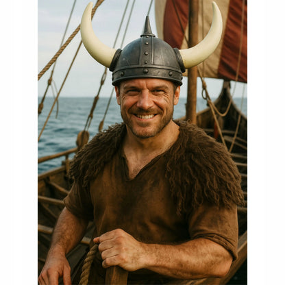 Vikingo šalmas su ragais, kario kostiumas Helovinui ar karnavalui