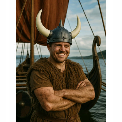 Vikingo šalmas su ragais, kario kostiumas Helovinui ar karnavalui