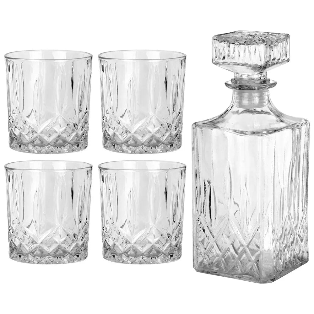 Vilde dovanų rinkinys: viskio karafa su kamščiu ir 4 taurės, 0,9 l