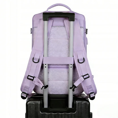 Violetinė kelioninė kuprinė lėktuvui 40,1 × 30 × 20,1 cm, 24 l