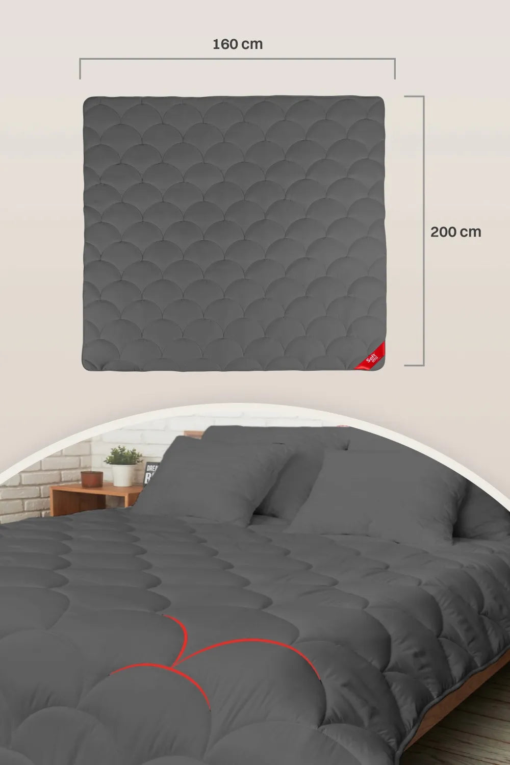 Visasezoninė antialerginė antklodė 160x200 Softimi, pilka, 4 sezonų