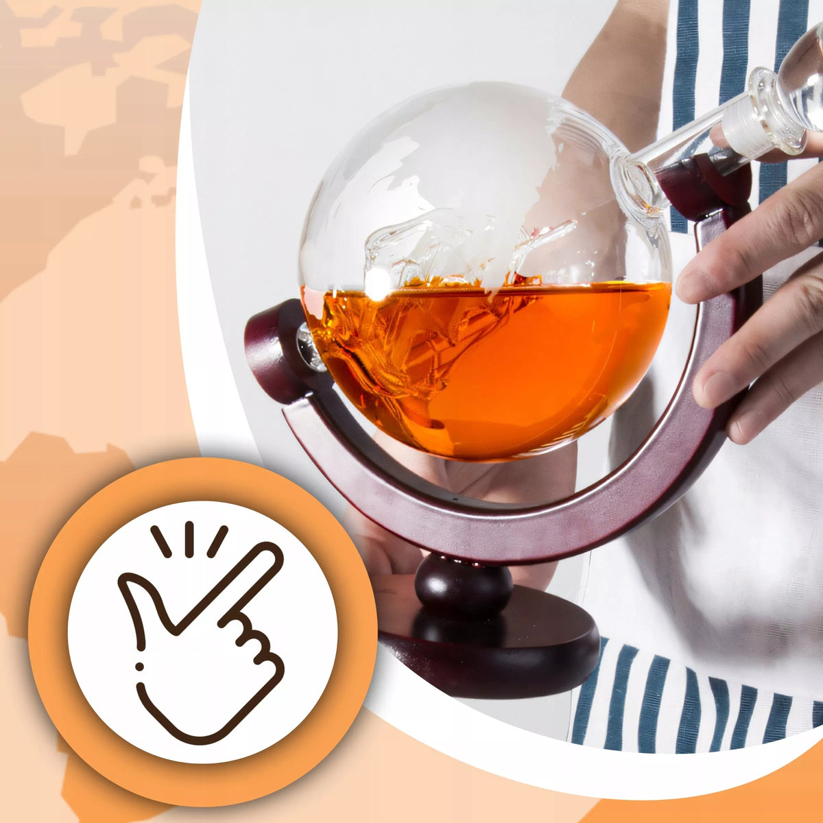 Viskio rinkinys gaublio formos grafinas su 2 stiklinėmis, akmenukais ir žnyplėmis 850 ml dovanų rinkinys