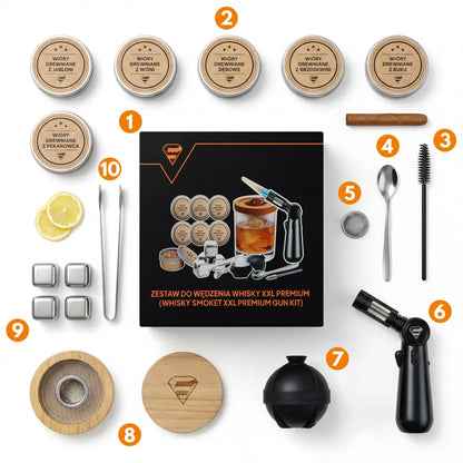 Viskio rūkymo rinkinys smoker, elegantiškas ledo formų rinkinys, dovana gimtadieniui