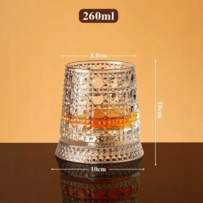 Viskio stiklinė 260 ml, 360° sukama, krištolo rašto stiklas, 2 vnt.