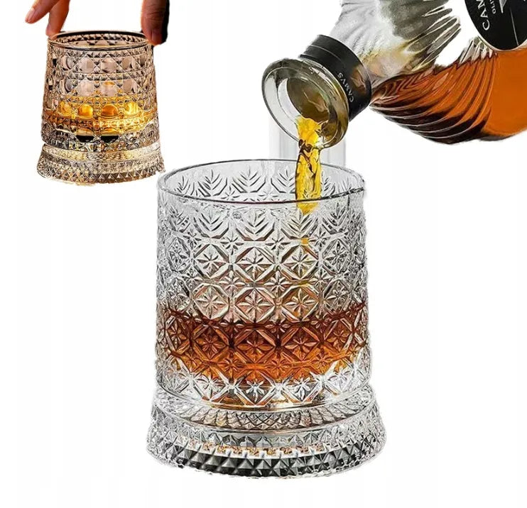 Viskio stiklinė 260 ml, 360° sukama, krištolo rašto stiklas, 2 vnt.