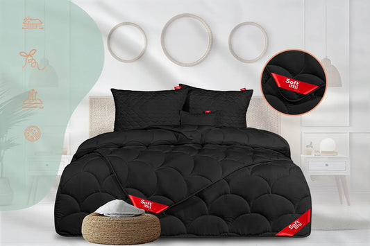 Visus metus naudojama antialerginė antklodė 160x200 + 2 pagalvės 70x80, juodos spalvos rinkinys