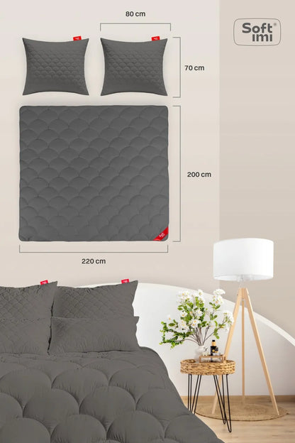 Visus sezonus skirta antialerginė antklodė 200x220 + 2 pagalvės 70x80