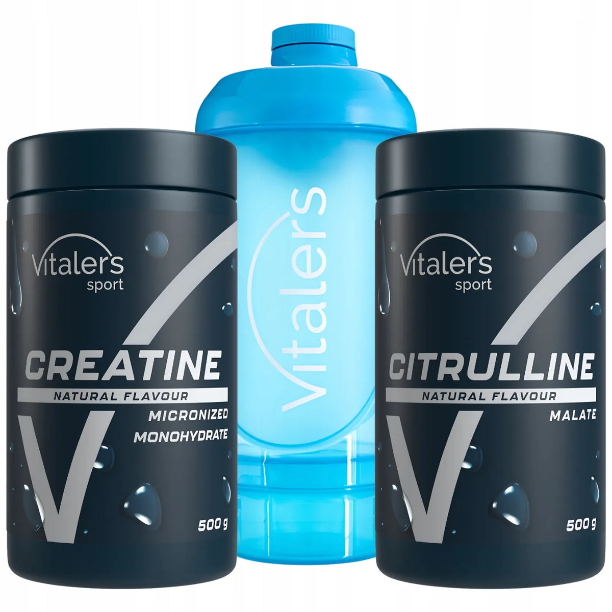 Vitaler's pradinis rinkinys sporto salei: kreatinas, L-citrulinas ir plaktuvas