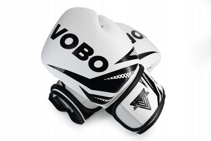 VoBo 10 oz bokso pirštinės sparingui, treniruotėms, universalios, baltos