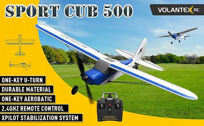 Volantex RC Sport Cub 500 lėktuvas su giroskopu 761-4B RTF, mėlynas