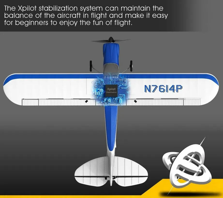 Volantex RC Sport Cub 500 lėktuvas su giroskopu 761-4B RTF, mėlynas