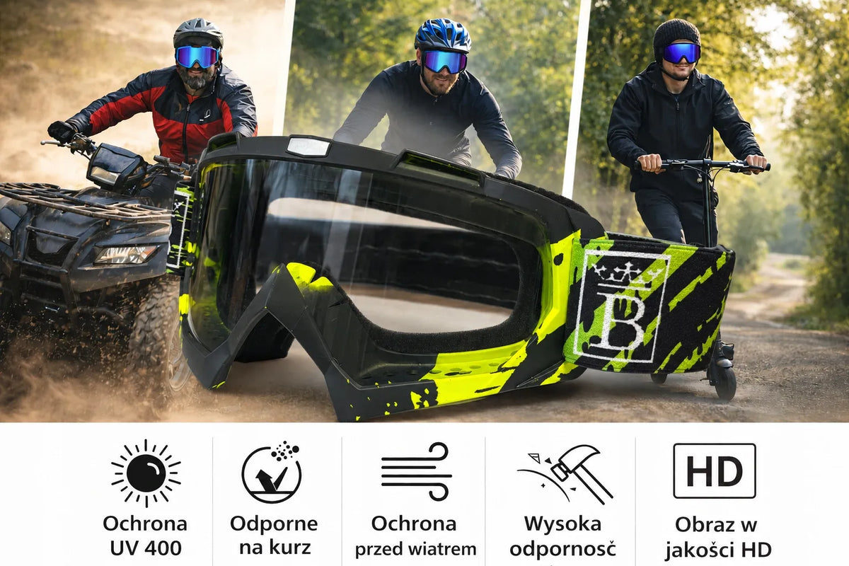 Vyriški ir moteriški apsauginiai akiniai - motociklams, keturračiams, paspirtukams, slidinėjimui, snieglentei, UV400