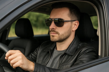Vyriški poliarizuoti akiniai nuo saulės Aviator Pilot su UV400 apsauga ir dėklu